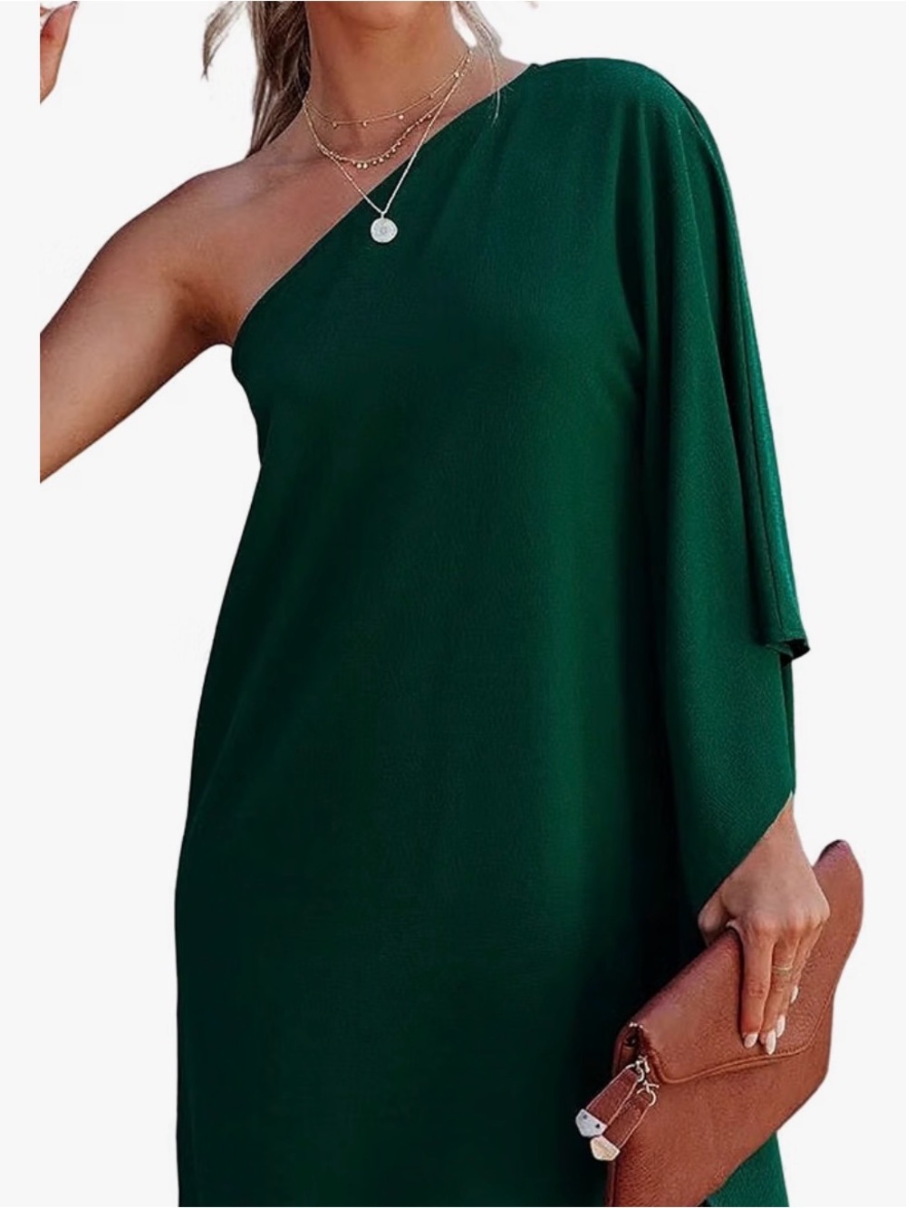 One-Shoulder Emerald Green Women’s Dress